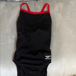 Speedo Endurance One Piece Swimsuit - Black with Red Trim - Sz. 26